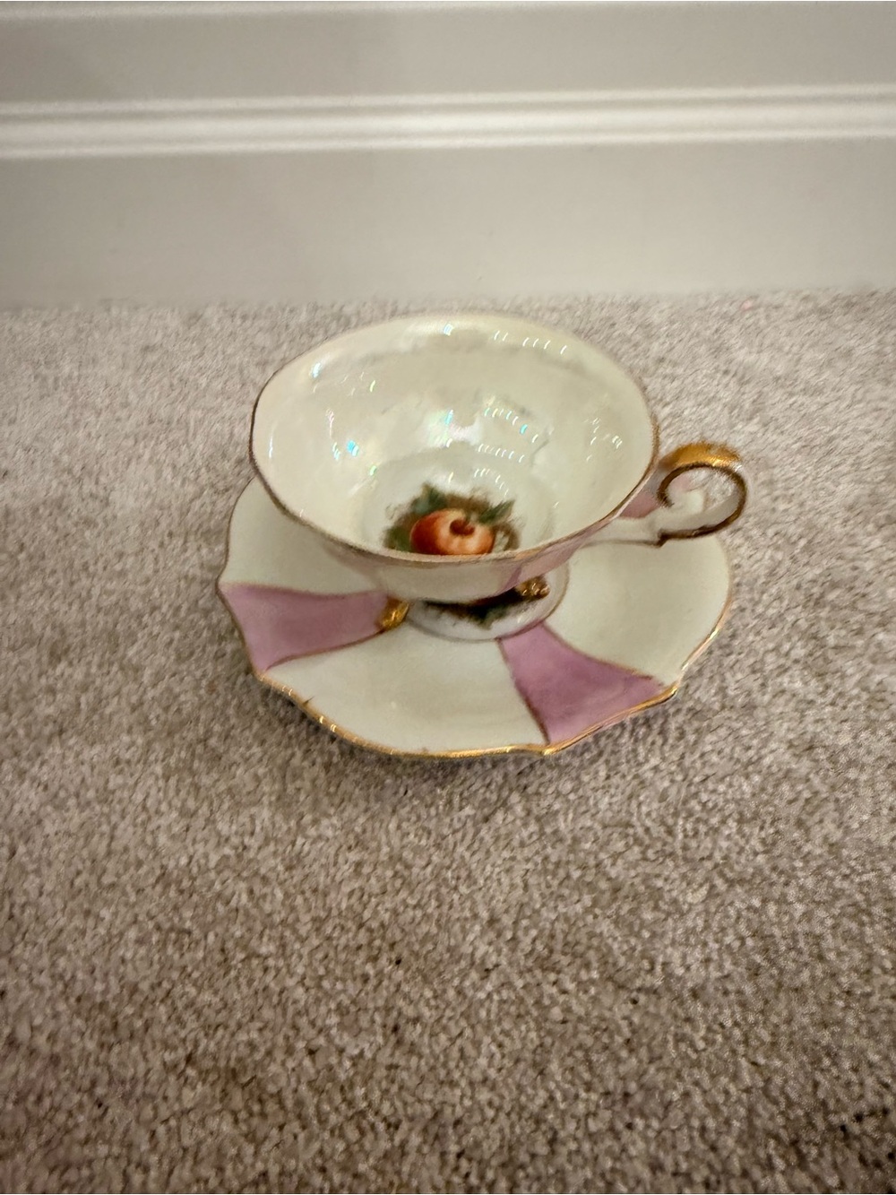 Vintage Pink and White Teacup and Saucer made in japan